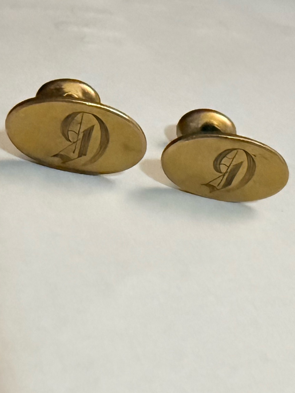 Antique Edwardian Gold Filled Bean Back Cufflinks Monogrammed Engraved D